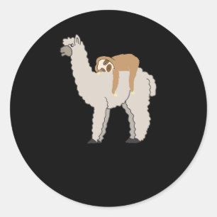 Niedlicher und sonniger Sleepy Sloth und Llama Runder Aufkleber