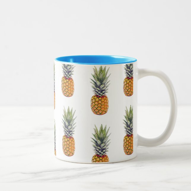 Niedlicher und Spaß-Ananas-Muster-Entwurf Zweifarbige Tasse (Rechts)
