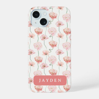 Niedlicher und trostloser Blush Rosa Blumenname iPhone 15 Hülle