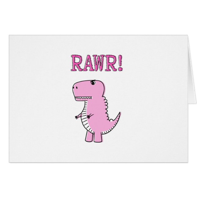 Niedlicher und wütend rosa Cartoon T-Rex Dinosauri (Vorderseite (Horizontal))