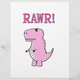 Niedlicher und wütend rosa Cartoon T-Rex Dinosauri