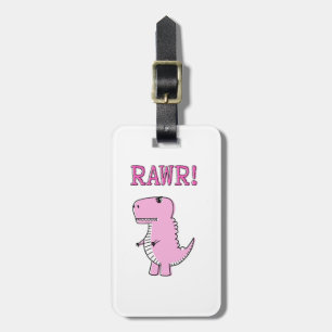 Niedlicher und wütend rosa Cartoon T-Rex Dinosauri Gepäckanhänger