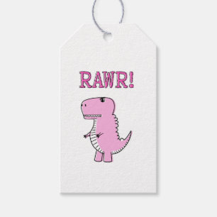 Niedlicher und wütend rosa Cartoon T-Rex Dinosauri Geschenkanhänger