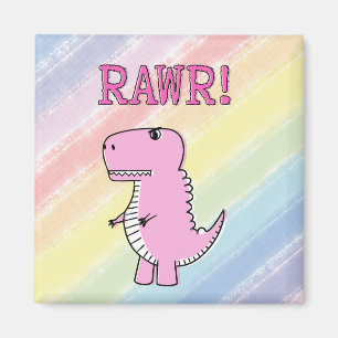 Niedlicher und wütend rosa Cartoon T-Rex Dinosauri Magnet