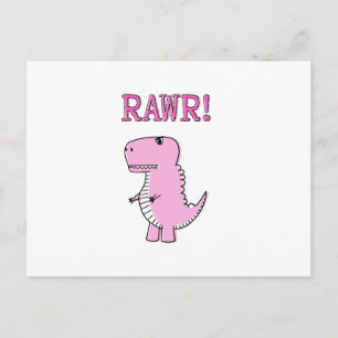 Niedlicher und wütend rosa Cartoon T-Rex Dinosauri Postkarte