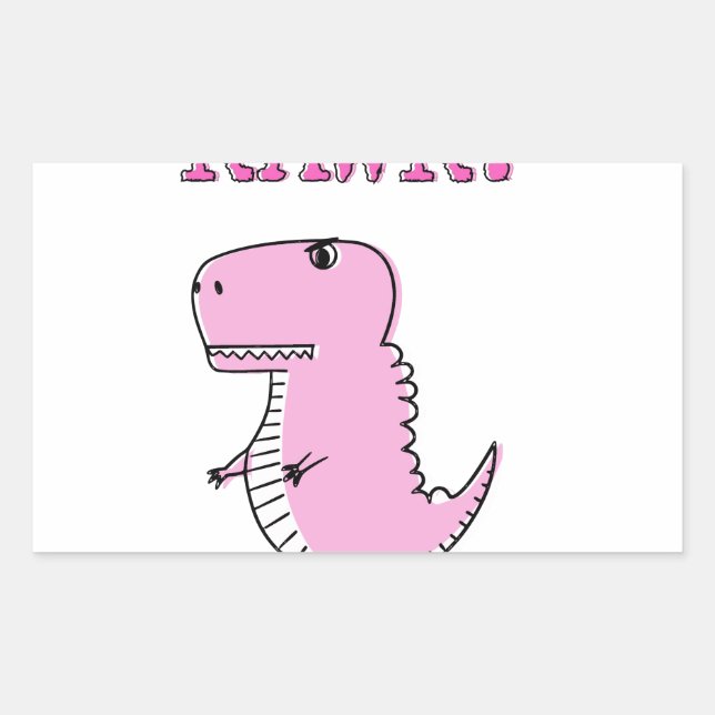 Niedlicher und wütend rosa Cartoon T-Rex Dinosauri Rechteckiger Aufkleber (Vorderseite)