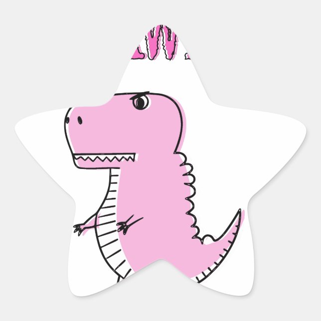 Niedlicher und wütend rosa Cartoon T-Rex Dinosauri Stern-Aufkleber (Vorderseite)
