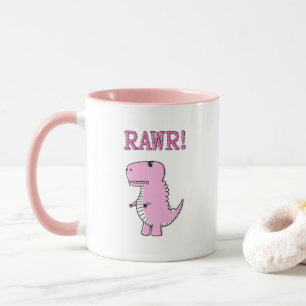 Niedlicher und wütend rosa Cartoon T-Rex Dinosauri Tasse