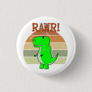 Niedlicher und wütender Cartoon T-Rex Dinosaur Sun Button