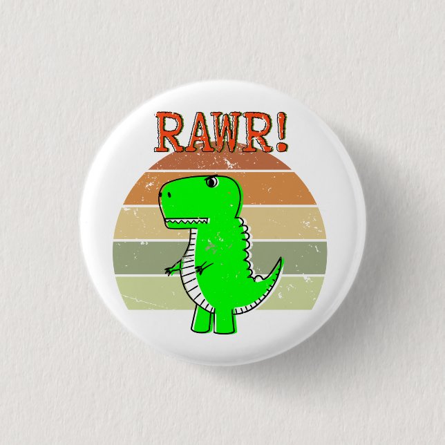 Niedlicher und wütender Cartoon T-Rex Dinosaur Sun Button (Vorderseite)