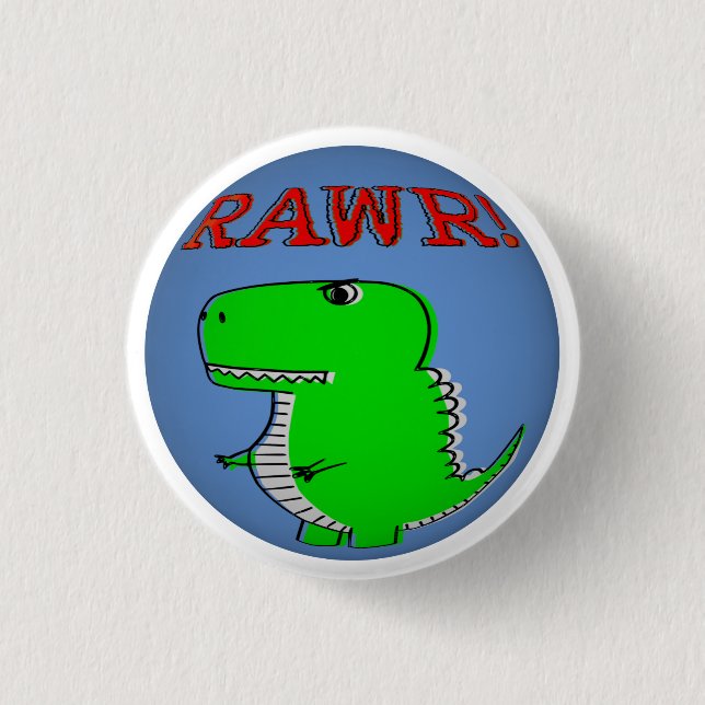 Niedlicher und wütender Cartoon T-Rex RAWR Button (Vorderseite)