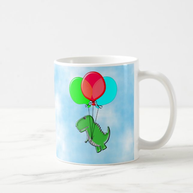 Niedlicher und wütender Dino mit Party-Balloons Kaffeetasse (Rechts)