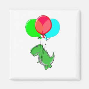 Niedlicher und wütender Dino mit Party-Balloons Magnet