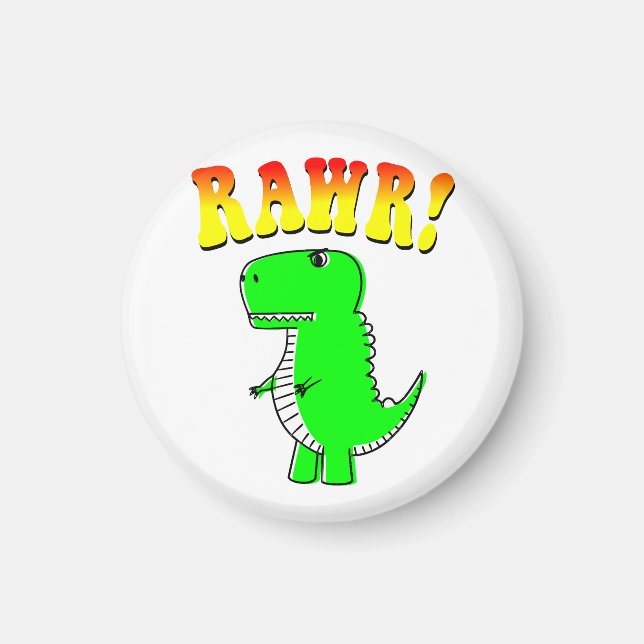 Niedlicher und wütender T-Rex RAWR Groovy Text Magnet (Vorne)