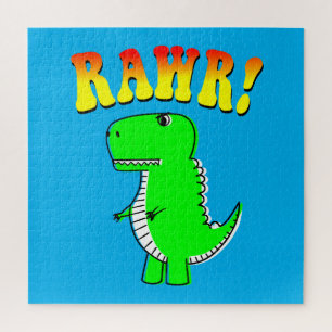 Niedlicher und wütender T-Rex RAWR Groovy Text Puzzle