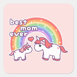 Niedlicher Unicorn-beste Mama überhaupt Quadratischer Aufkleber