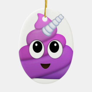Niedlicher Unicorn kacken emoji Keramikornament