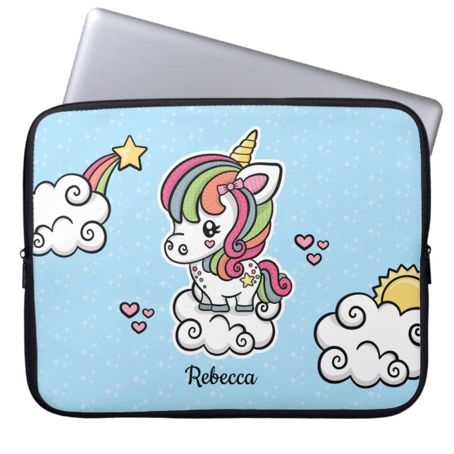 Niedlicher Unicorn Laptopschutzhülle (Vorderseite)