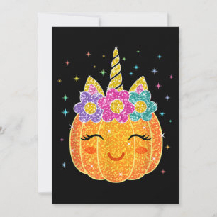 Niedlicher Unicorn Pumpkin Halloween Erntedank Einladung