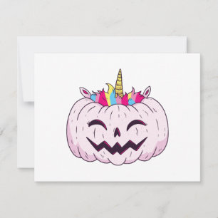 Niedlicher Unicorn Pumpkin Halloween Erntedank Feiertagskarte