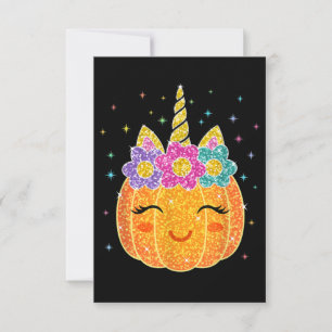Niedlicher Unicorn Pumpkin Halloween Erntedank Mitteilungskarte