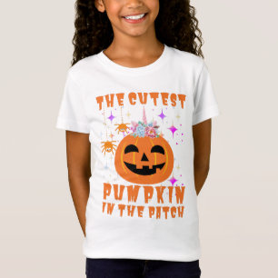 Niedlicher Unicorn Pumpkin Halloween Erntedank T-Shirt