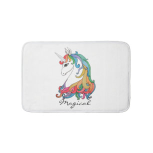 Niedlicher Unicorn Regenbogen des Watercolor Badematte