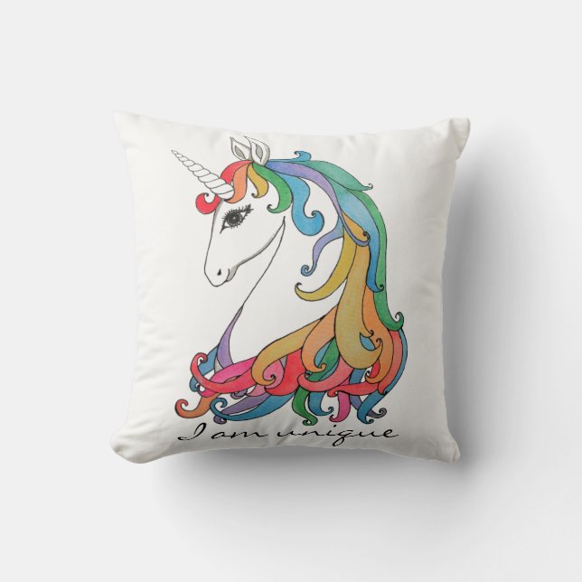 Niedlicher Unicorn Regenbogen des Watercolor Kissen (Vorderseite)