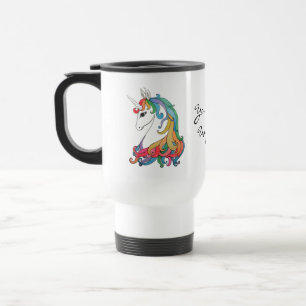 Niedlicher Unicorn Regenbogen des Watercolor Reisebecher