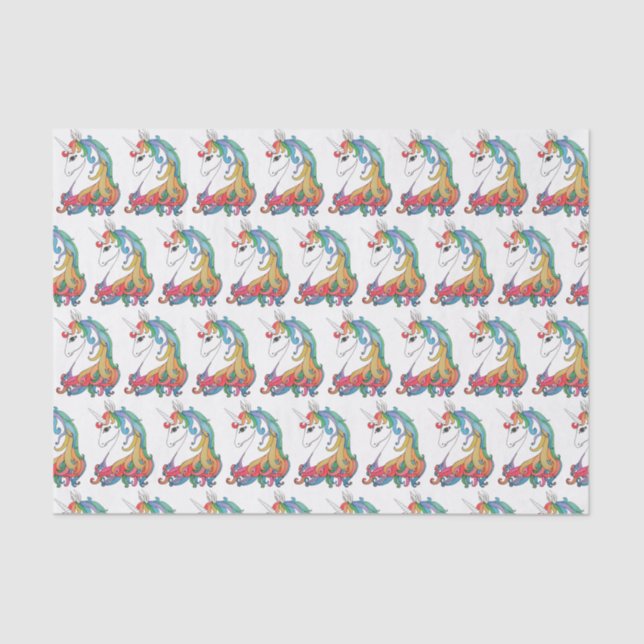 Niedlicher Unicorn Regenbogen des Watercolor Seidenpapier (Vorderseite)