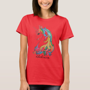 Niedlicher Unicorn Regenbogen des Watercolor T-Shirt