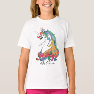 Niedlicher Unicorn Regenbogen des Watercolor T-Shirt