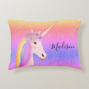Niedlicher Unicorn Regenbogen Glitzer Sparkasse Pe Dekokissen