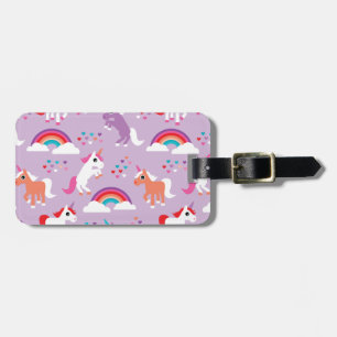 Niedlicher Unicorn-Regenbogen lila Gepäckanhänger