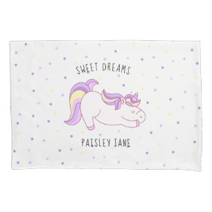 Niedlicher Unicornkissenkasten mit Namen und Gebet Kissenbezug