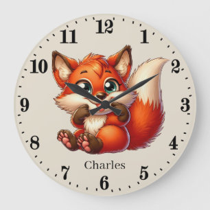 Niedlicher Unisex-Baby-Fuchs Große Wanduhr