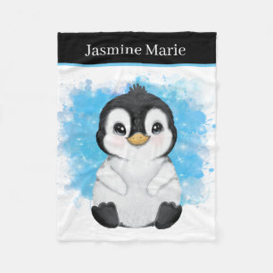 niedlicher Unisex-Baby-Pinguin-Name Fleecedecke