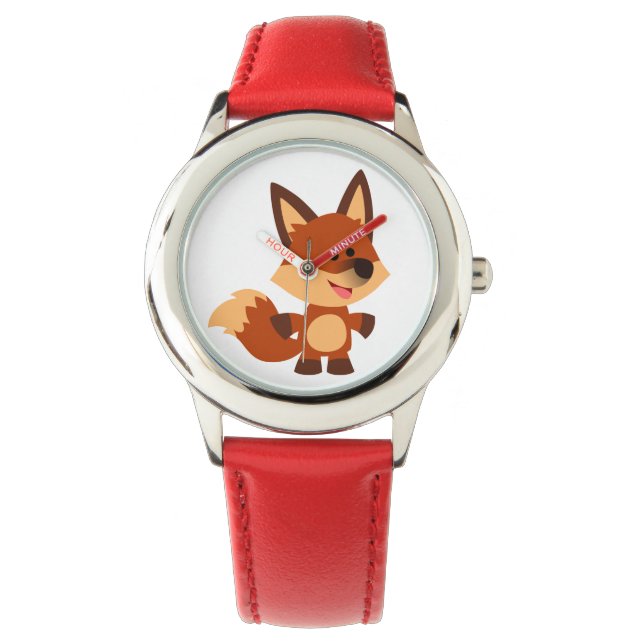 Niedlicher unschuldiger Cartoon Fox Watch Armbanduhr (Vorderseite)