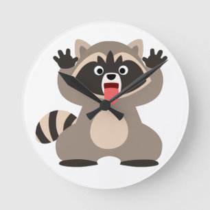 Niedlicher unverschämter CartoonRaccoon Runde Wanduhr