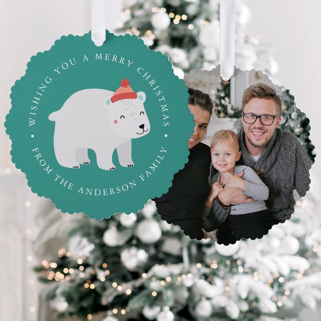 Niedlicher Urlaub mit dem Foto "Polar Bear" Ornament Karte (Von Creator hochgeladen)
