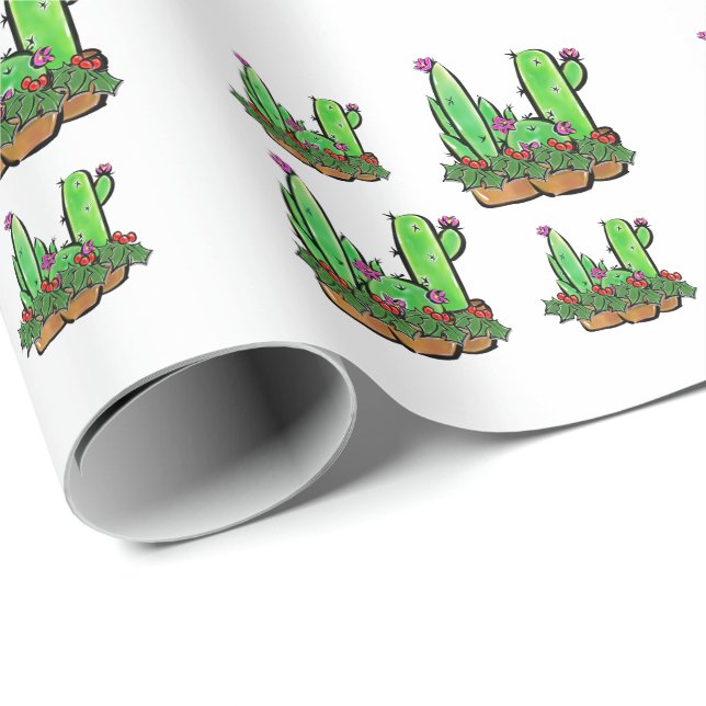 Niedlicher Urlaub Xmas Cactus cacti succuli Geschenkpapier (Rolleneckpunkt)
