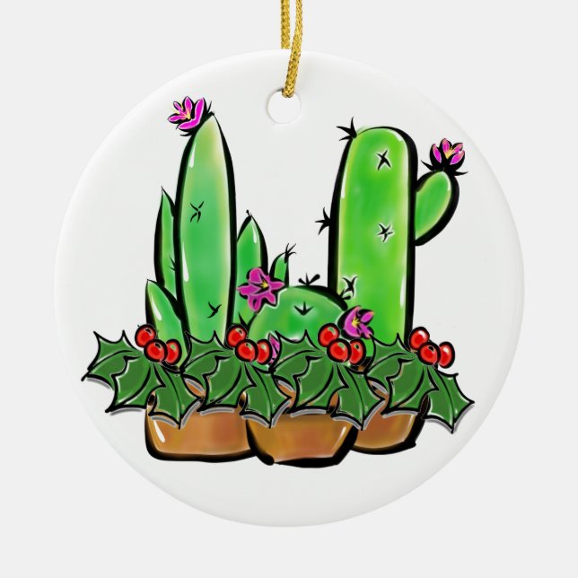 Niedlicher Urlaub Xmas Cactus cacti succuli Keramik Ornament (Vorne)