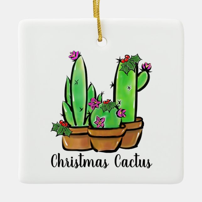 Niedlicher Urlaub Xmas Cactus cacti succuli Keramikornament (Vorderseite)