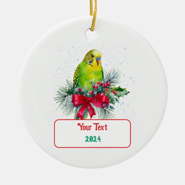 Niedlicher Urlaubsparaet und Weihnachtsbäume Keramik Ornament (Vorne)