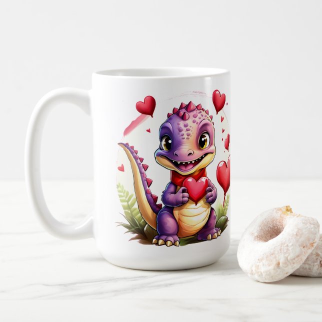 Niedlicher Valentindrache Adorable Lovethemed Drac Kaffeetasse (Mit Donut)