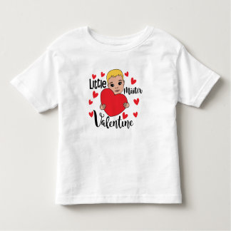 Niedlicher Valentine Boy Holding Herzstück Kleinkind T-shirt