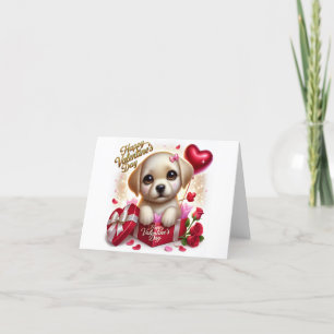 Niedlicher Valentiner Labrador Hund geklappte Urla Feiertagskarte