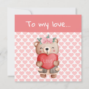 Niedlicher Valentiner Teddybär, der Liebe Herz sen Dankeskarte