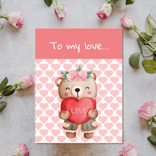Niedlicher Valentiner Teddybär, der Liebe Herz sen Postkarte