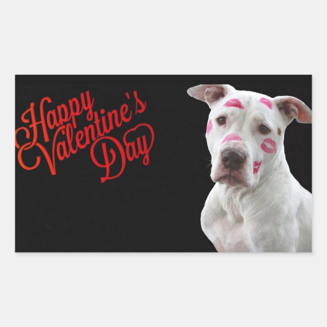 Niedlicher Valentinhund Rechteckiger Aufkleber (Vorderseite)